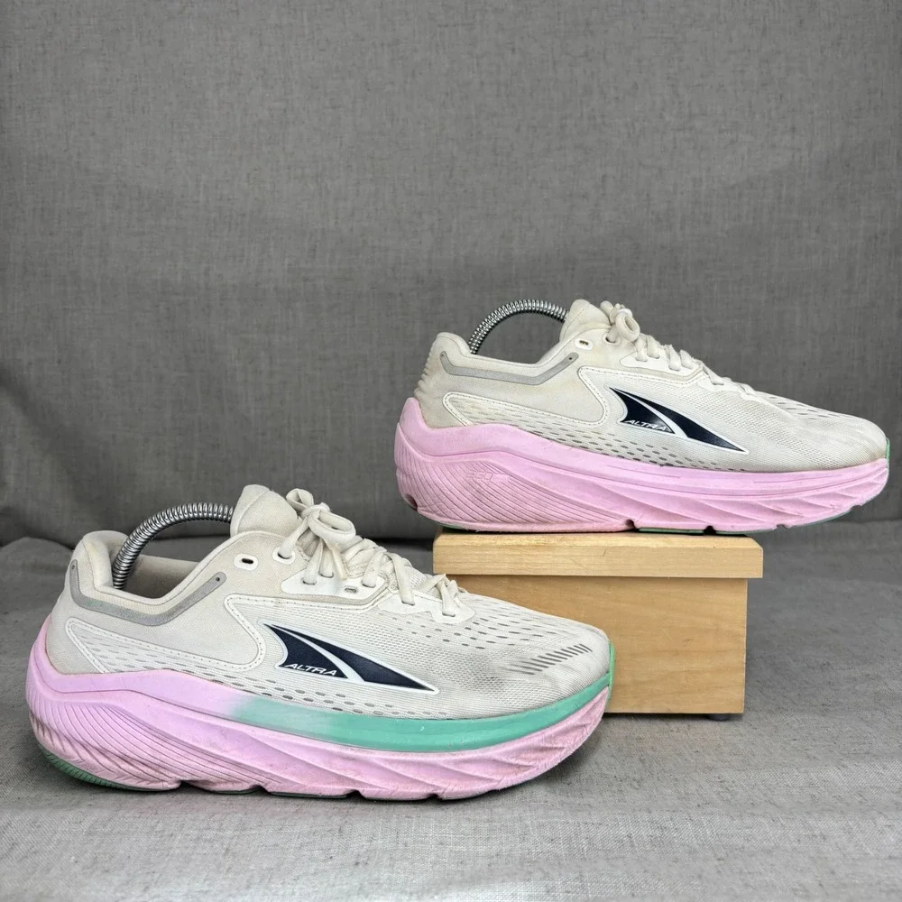 Altra Via Olympus Shoes White Pink Green Mesh Cushion Running Sneakers Size 9.5